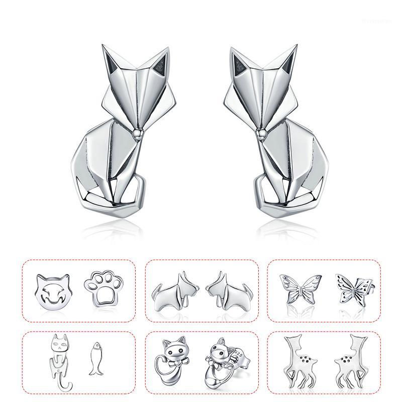 

BISAER High Quality 925 Sterling Silver Folding Silver White CZ Stud Earrings Jewelry Making Gifts for Lover&Mother GXE5261