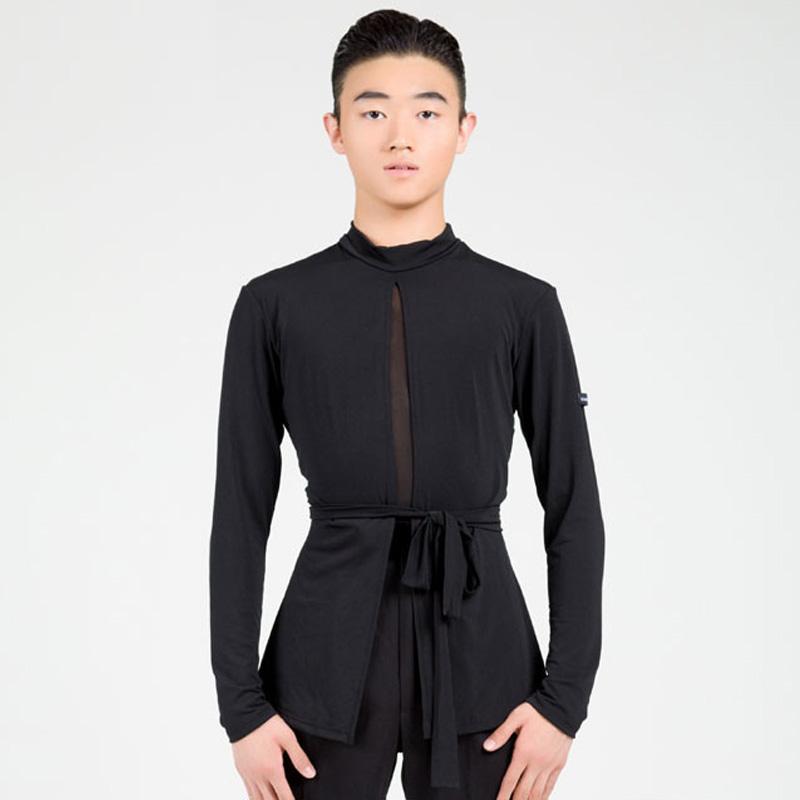 

High-End Latin Dance Tops Male Professional Long-Sleeved Shirt Stage Competition Dance Clothing For Men'S Ballroom Tango DL5219, Black
