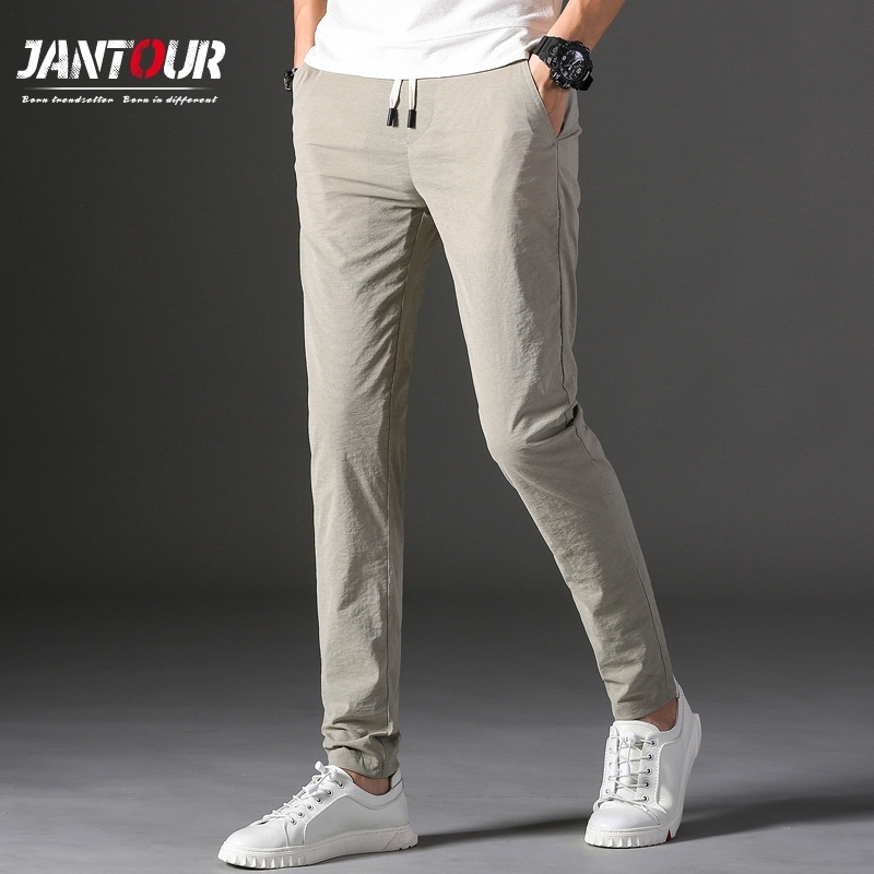 

Brands Men pants New Design Casual hombres pantalones Cotton Slim Pant male Trousers Fashion Business Tie Pants Man 28-38 201125, Khaki