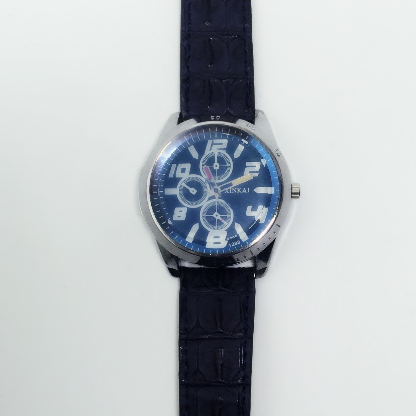 

Casual large piece watch men's Quartz belt Watch, Coffee with white noodles