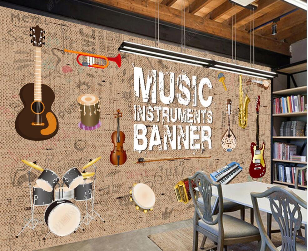 

3d photo wallpaper custom mural on the wall Guitar instrument music Home decor living Room 3d wall murals wallpaper for walls 3 d, Non-woven wallpaper