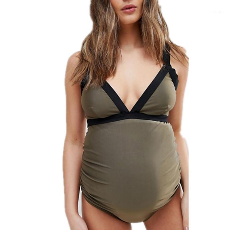 

Maternity Swimwear Plus Size Covering Belly Thin Thin Loose Supporting Bikini Maternity Clothings One Pieces1, Green