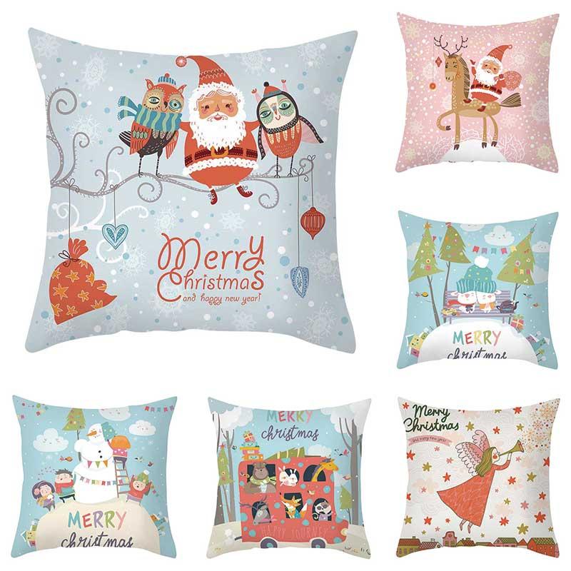 

Christmas printed pillowcase decorative Pillow New Year Party Decorative Sofa polyester cushion pillowcase 45*45cm, Drd117-3
