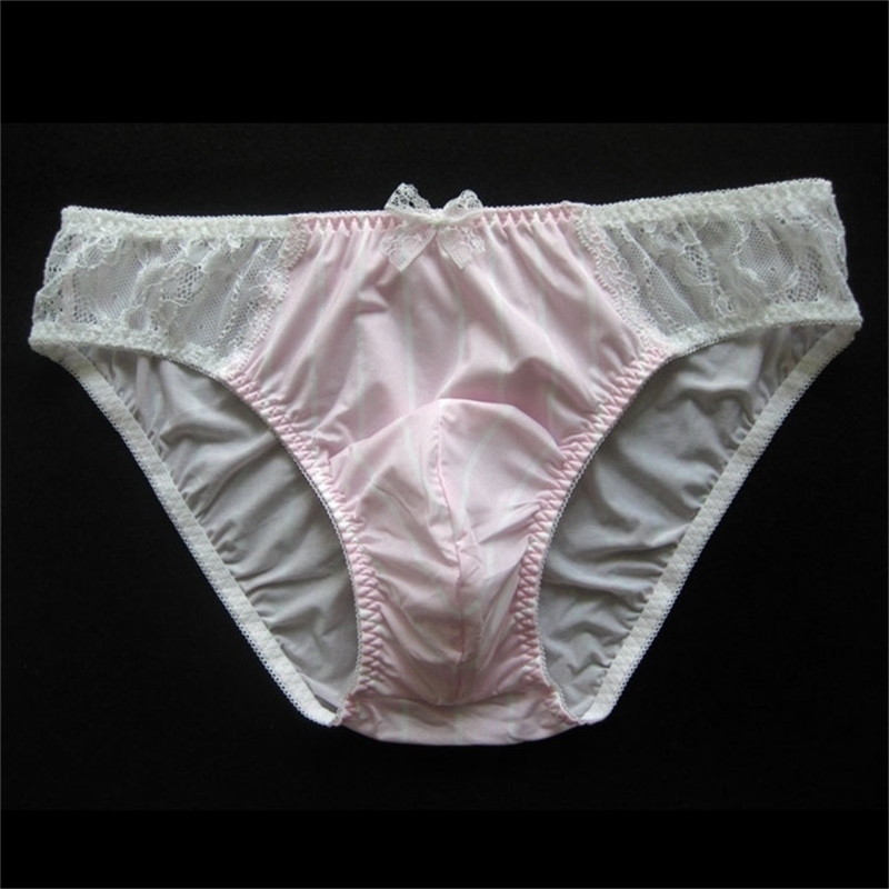 

Gay Underwear Men Stripe Soft Milk Silk Sexy Mens Briefs Ropa Interior Hombre Man Sexy Underwear Calzoncillos Hombre 201112, Pink