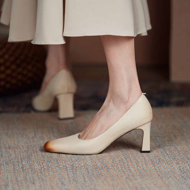 

2021 New Genuine Spring Woman See High Heels Wedding Foot Lady Shoes 0M1Q, Beige