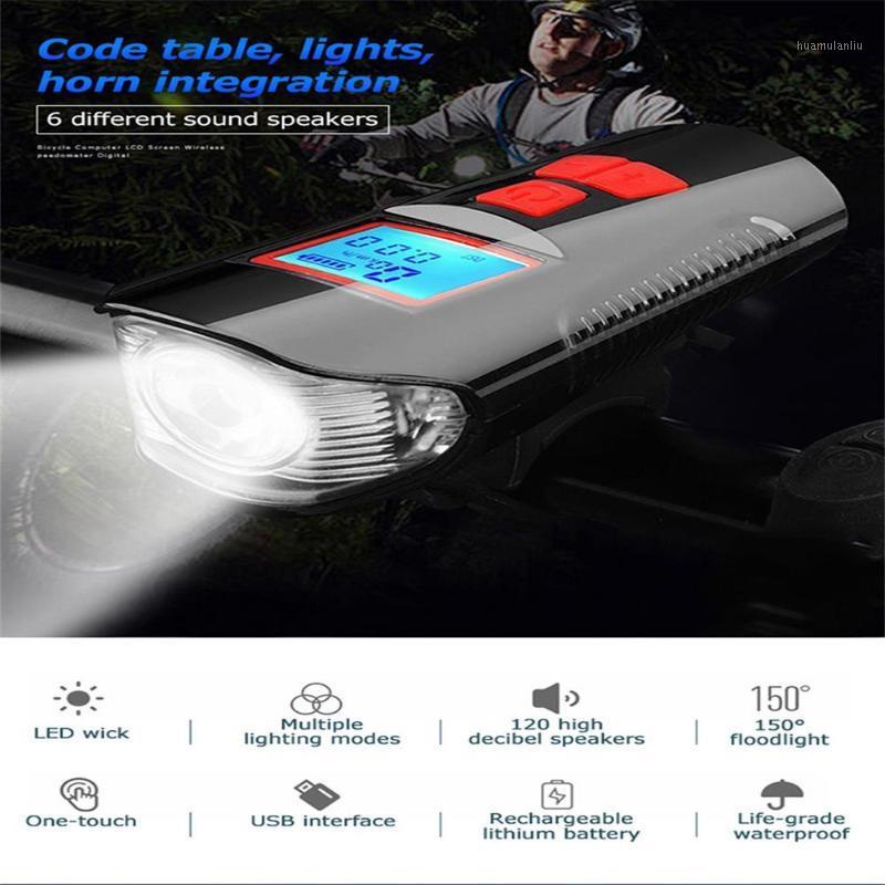

Waterproof Bicycle Light USB Rechargeable Bike Front Light With Bike Computer LCD Speedometer Cycling Head Horn1