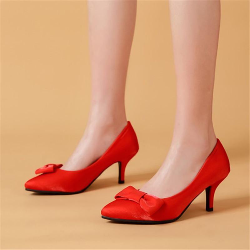 

PXELENA Fashion Sexy Satin Thin High Heels Shoes Women Bowknot Pointed Toe Slip On Ladies Party Evening Date Daily Dress Pumps, Black