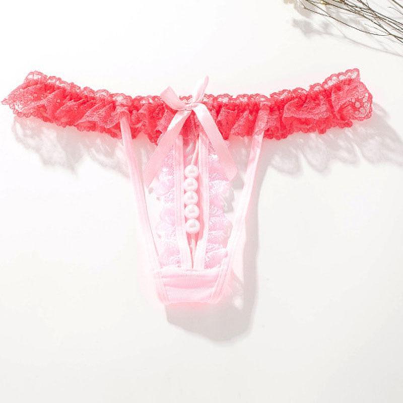 

QYQmazing Women Lingerie G String Lace Underwear Femal Sexy T-back Thong Sheer Panties Japan Style Hot Sale Transparent Knickers1, Pink