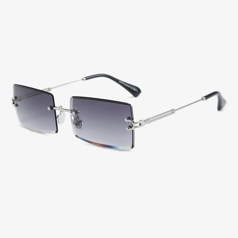 

2020 Design Fashion Square Sunglasses Women Vintage Diamond Cutting Gradient Rimless Sun Glasses For Female UV4001