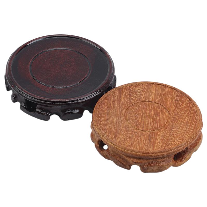 

Retro Wooden Display Stand Set Household Strange Stone Crafts Solid Carved Round Base Literary Fashion Ornaments