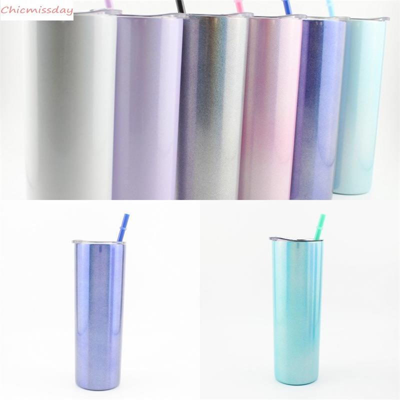 

20oz Glittering Rainbow Paint Tumblers Sublimation 600ml Stainless Steel Cup Water Coffee Mug Straws Lids Fruit Juice Hot Sales, As the picture