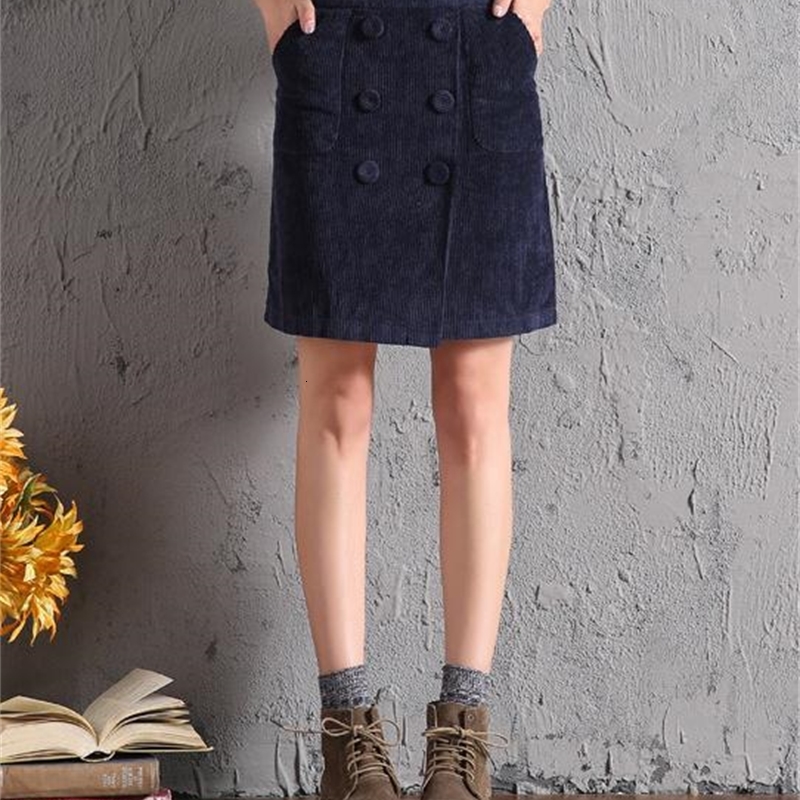 

Plus Size -9xl Half Skirt Women Autumn New Corduroy Come Out Nep3, Black