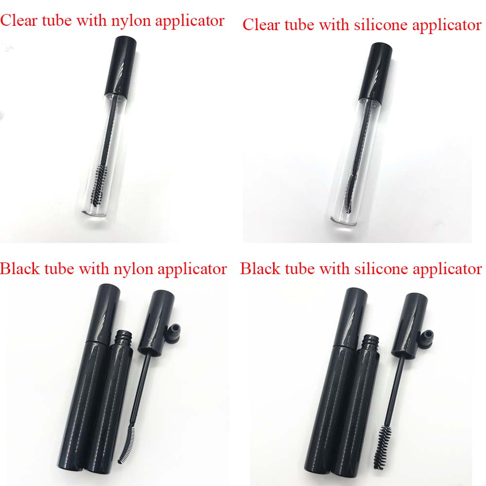 clear black 10ml empty mascara tube container with silicone tip