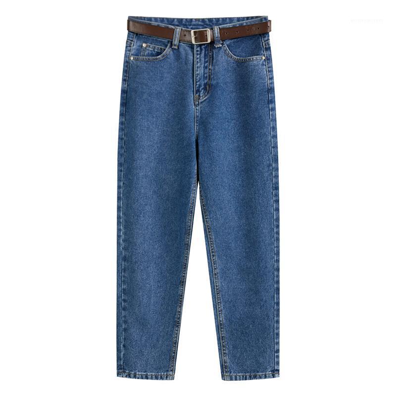 

New 2020 High Waist Loose Boyfriend Jeans For Women Fashion Casual Solid Color Harem Pants Mom Jeans Washed1, Black
