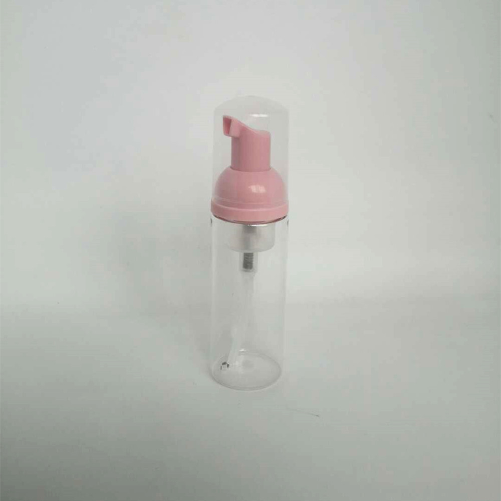 

12ps 60ml Clear Plastic Foam Pump Refillable Empty Cosmetic Bottle Lashes Cleanser Soap Dispenser Shampoo bottle with Pink Pump C0123