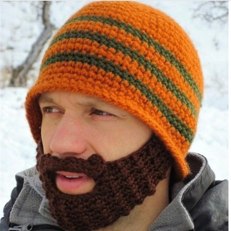 

2020 Winter Creative Knitted Hat Warm Knitted Crochet Beard Hat Bicycle Mask Ski Funny Caps Xmas Gift Festival Warm Woolen