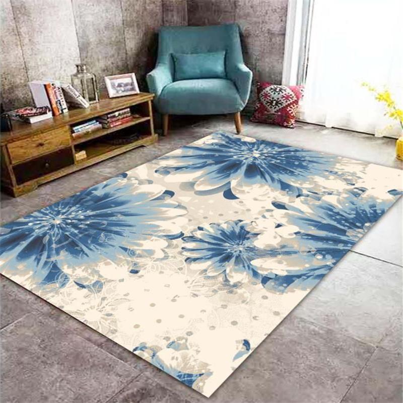 

Country Style Flower Living Room Area Rug Corridor Bedside Kitchen Rug Doormat Play Mat Flannel Non-slip Carpets for Bedroom, No-01