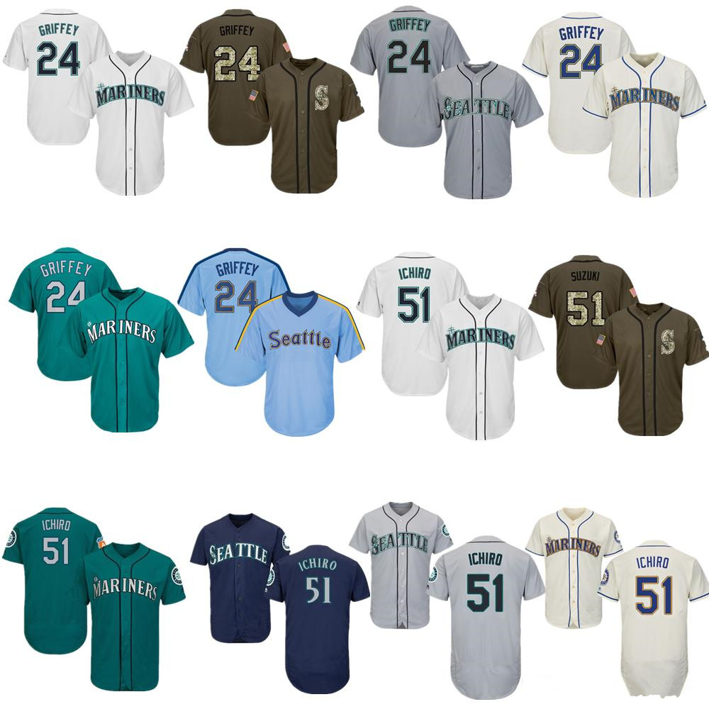 

Men Women Youth cheap Seattle Mariners Jersey White Gray Grey Navy Blue Cream Aqua Green Salute to Service Players Weekend