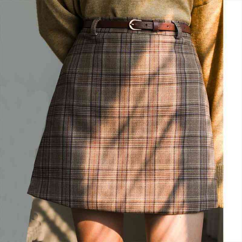 

College Style Womens High Waist Skirt Female Spring Autumn Korean A-line Mini Skirt With Belt Short Slim Bag Hip, Black