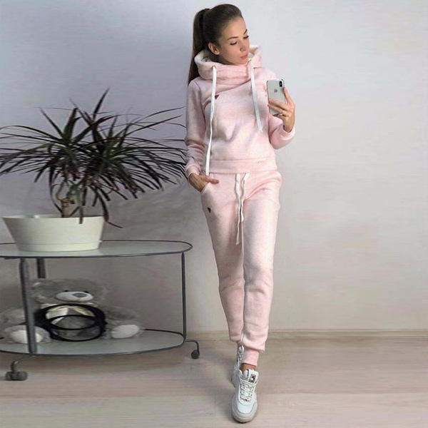 

2020 Autumn/winter Women's Fashion Outdoor Sports Suit Casual Long-sleeve Pullover + Trousers Tracksuit Two-piece Jogging Suits, Blue