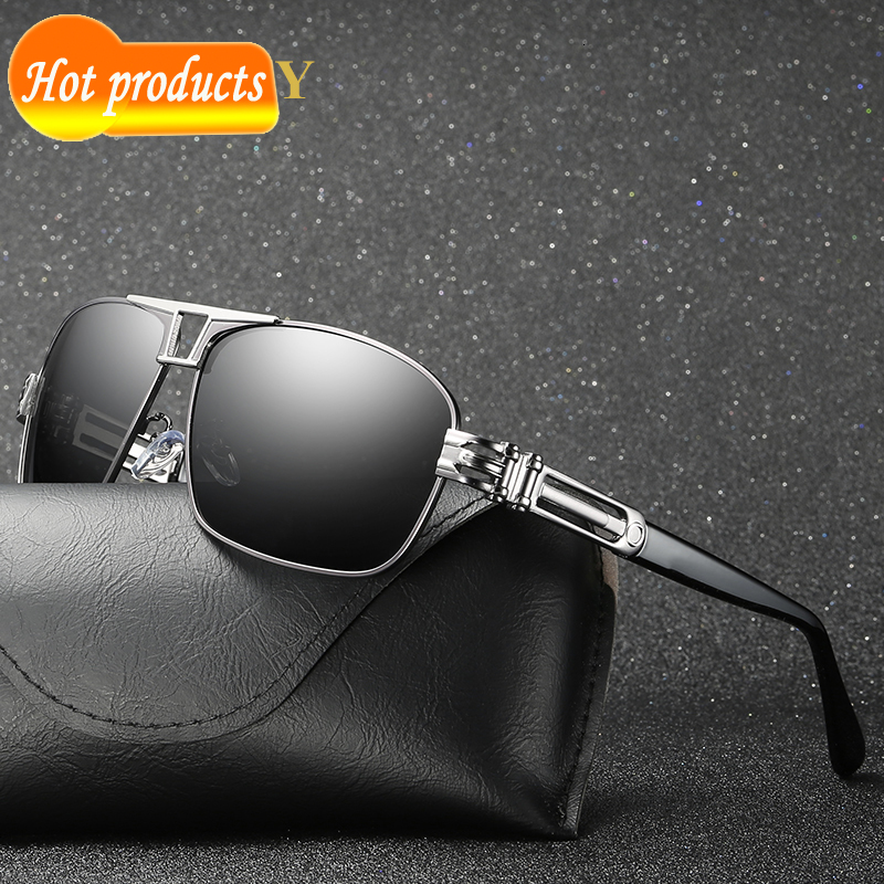 

2021 New Polarized Sunglasses Uv400 Men Driving Glasses Silver/brown Frame Come with Box K18n