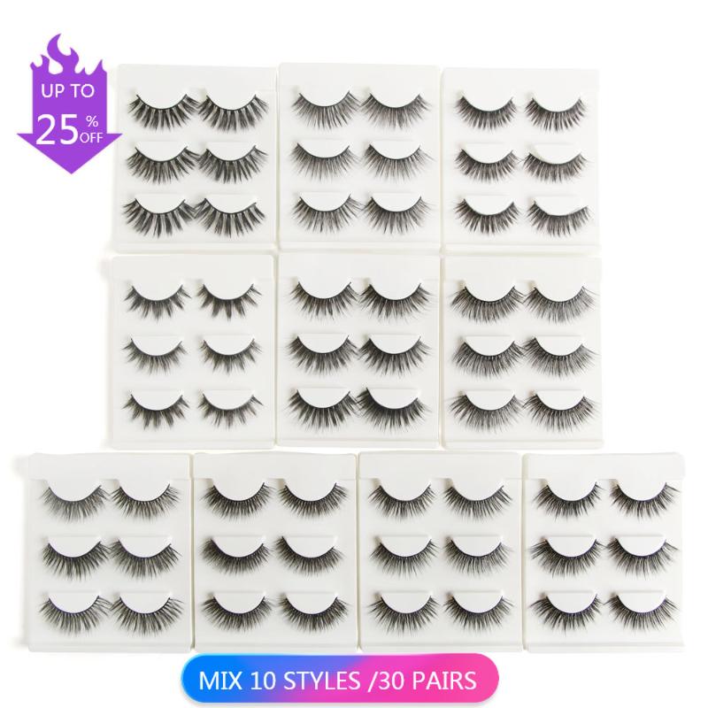 

MAANGE 3 Pairs HandMade Mink Eyelashes Makeup 3D Mink Lashes Natural False Eyelashes Long Extension Fake Eyelash Lash