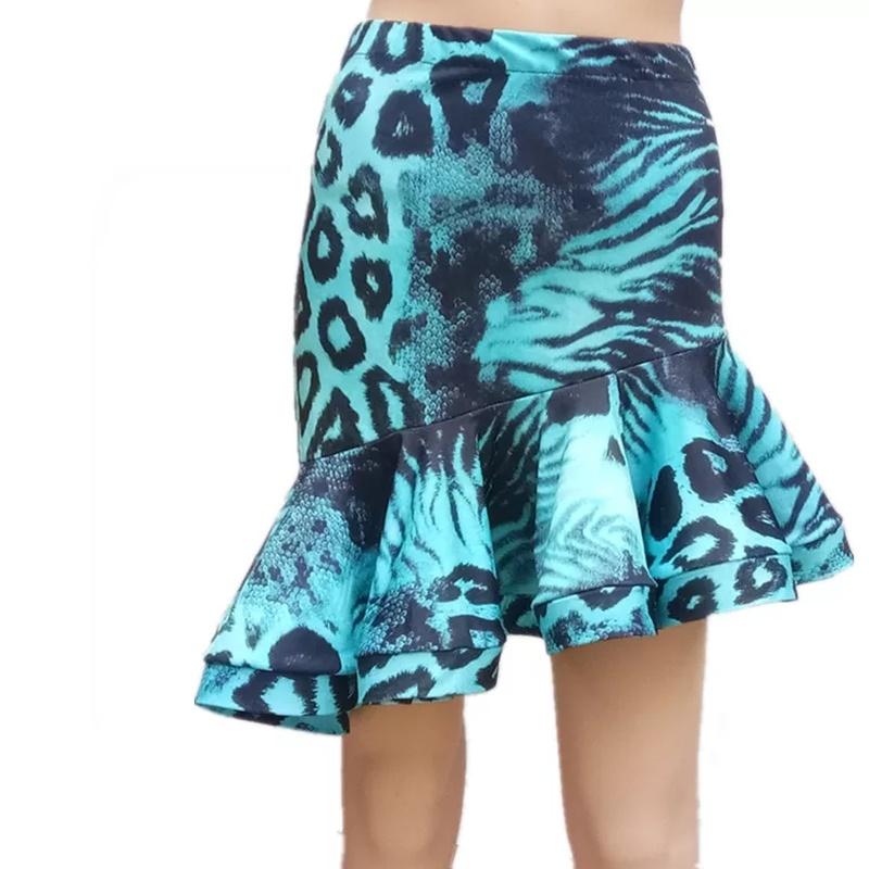 

Latin dance skirt new dance performance practice short skirt autumn and winter clothing just female adult fish bone, Blue