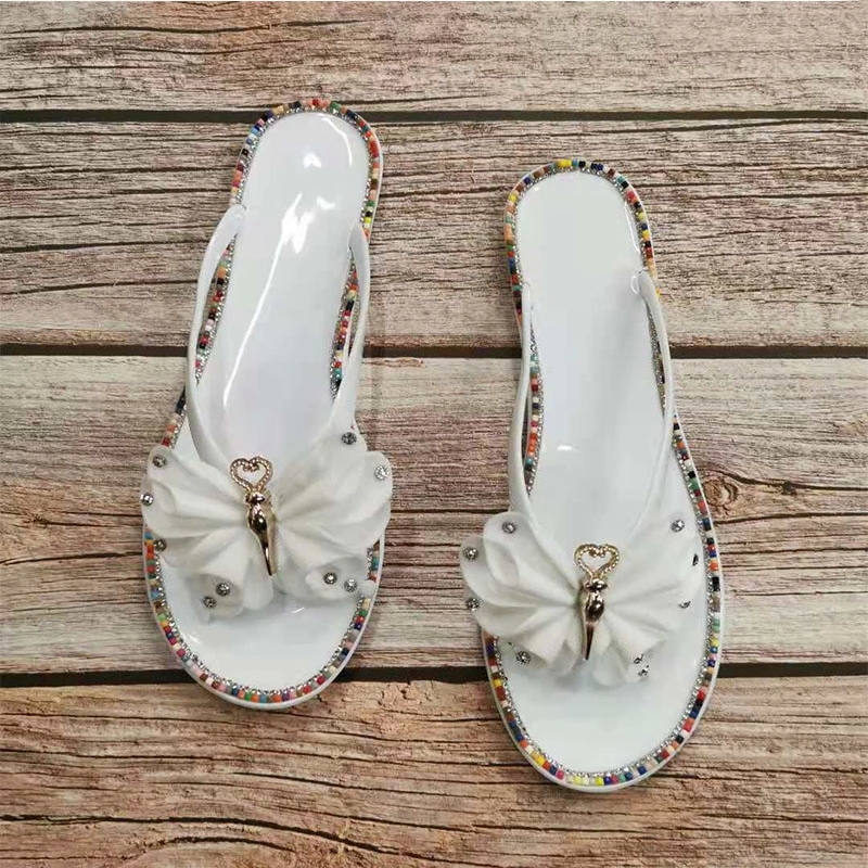 

Summer Beach Women Shoes for 2021 Woman Colorful Crystal Diamond Butterfly Flip Flops Outside Ladies Beach Slippers PVC Slides #2O8o, Black