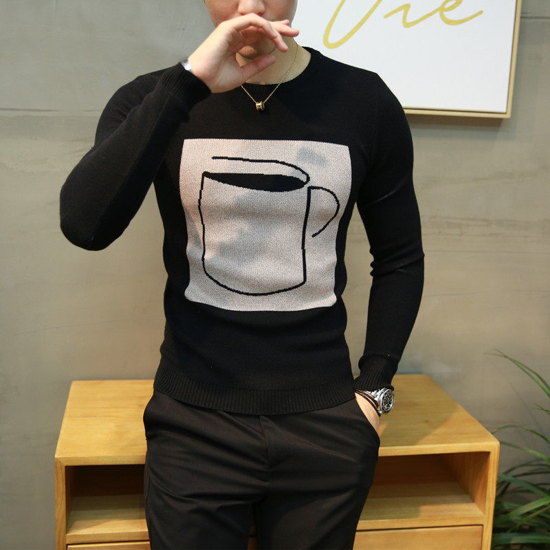 

2021 High quality Men's Blouse Winter Around the Neck More Velvet Nightgown Male Sweater Thin Student Thread Dress Tide QEJ4, Xxl