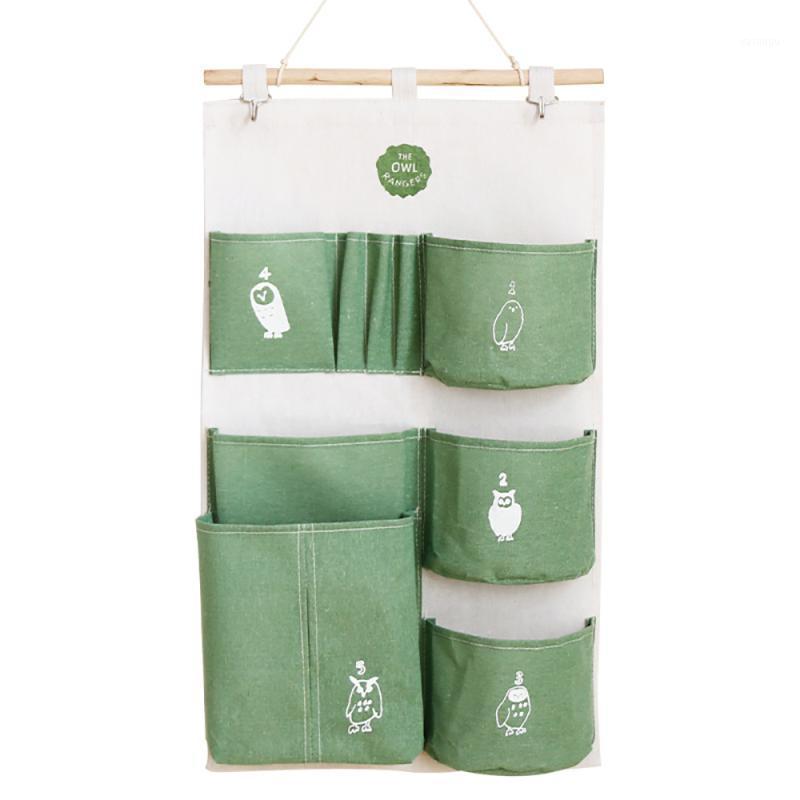 

Storage Bags 7Pockets Cotton Linen Hanging Bag Tissue Box Fabric Waterproof Keys Glasses Cosmetics Organizer For Home Office Room