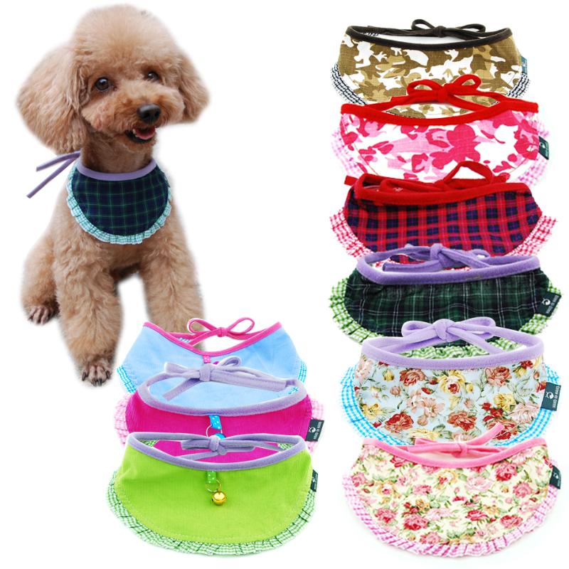 

Dog Cat Bandana Plaid Adjustable Scarf Washable Strap Collar for Cats Puppy Pet Accessories for Small Medium Large Dog Supplies, 3 apricot floral