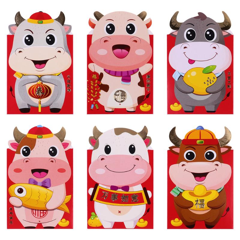 

24pcs The Year of Ox New Year Red Envelopes Celebrate Red Packets Money Bags