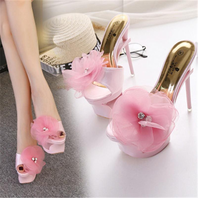 

Summer Shoes Woman Slippers Sliders Female Shoes 2020 Platform Silk Strange Style Heel 15 cm Satin Face Sandalias Mujer1, Gold 2