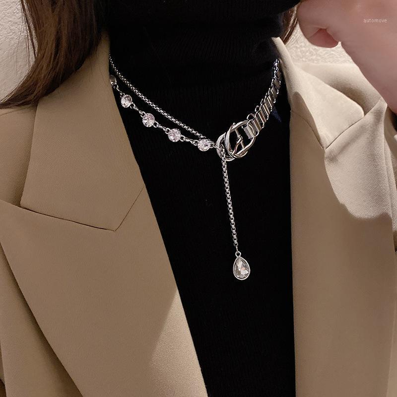 

Punk Style Geometric Crystal Choker Necklaces for Women Splicing Chain Long Pendant Clavicle Chain Necklaces Party Jewelry1