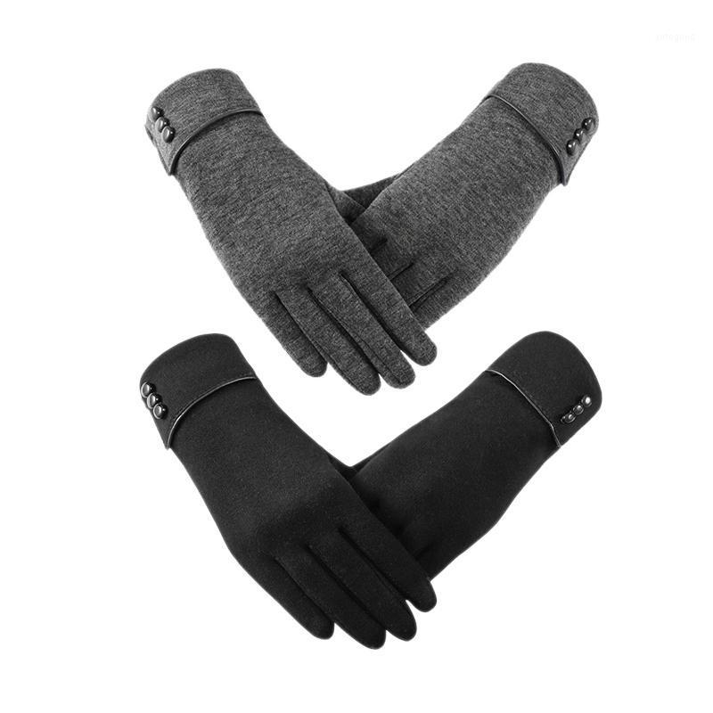 

Five Fingers Gloves Ms. Three Button Cashmere Is Not Inverted Solid Velvet Press Cycling Warm 2 Pairs1