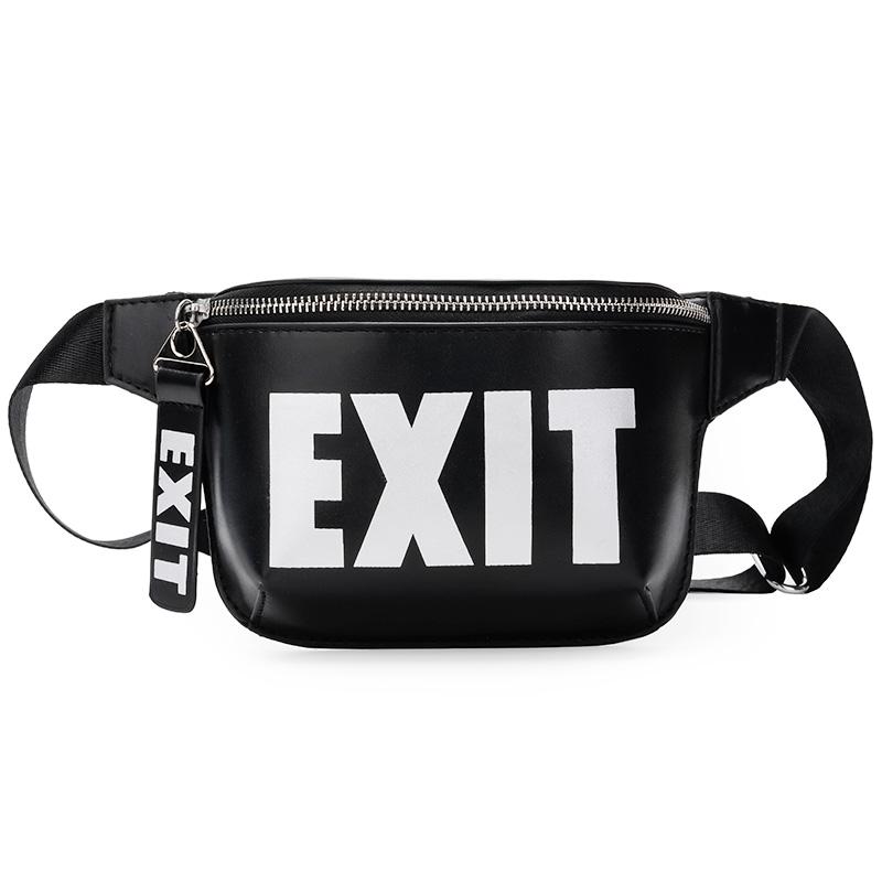 

2020 Fashion PU Leather Waist Bag Women Fanny Packs Letter EXIT Waist Packs Belt Bag Female Chest Handbag Drop ship, Sky blue