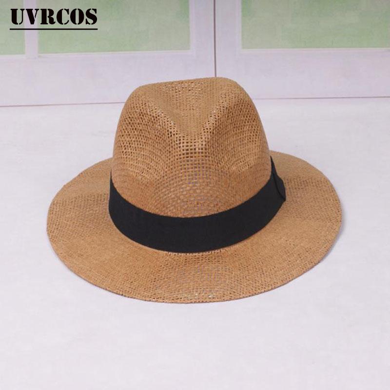 

SPRING/Summer solid-color wide-brimmed sunshade Panama Straw Hat Classic all-in-one handcrafted Hat British Sun Block Jazz, C1