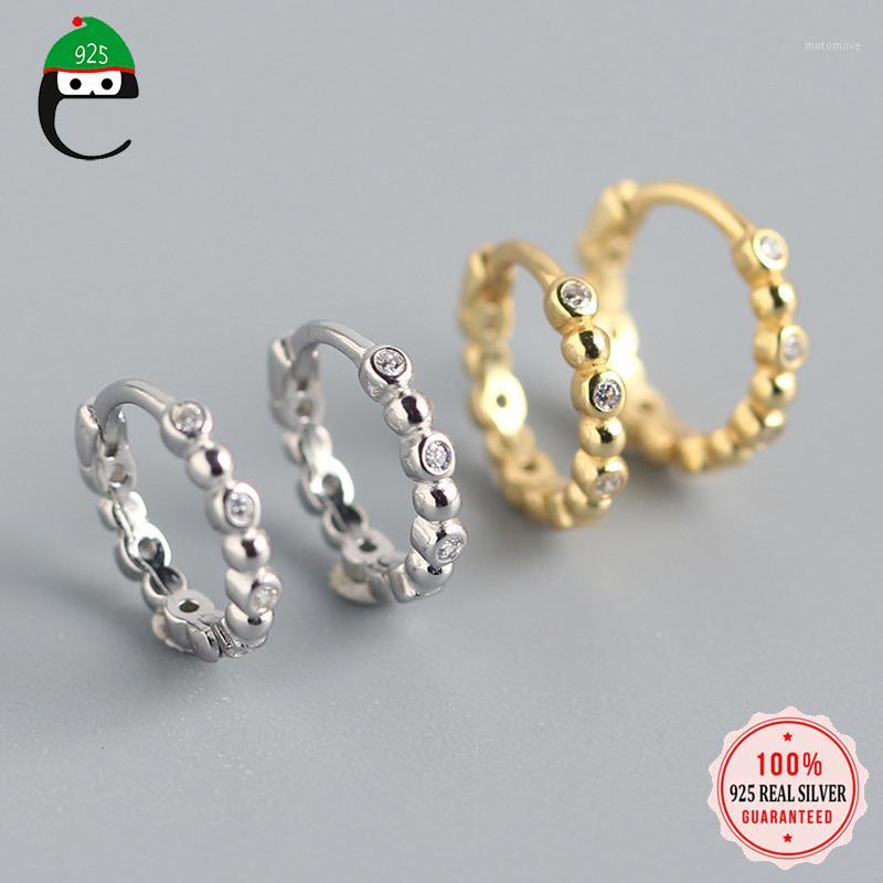 

ElfoPlataSi 925 Sterling Silver Minimalist Geometric Twinkling CZ Hoop Earring For Women Birthday Party Black Jewelry Gift DA8981