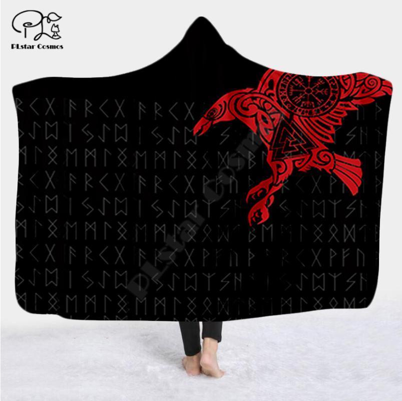 

Viking tattoo Character Hooded Blanket Adult colorful child Sherpa Fleece Wearable Blanket Microfiber Bedding style-41