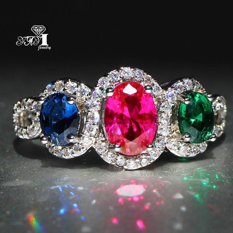 

YaYI Jewelry Fashion Princess Cut 3.5 CT Multi-color Zircon Silver Color Engagement Rings wedding Rings Party 651