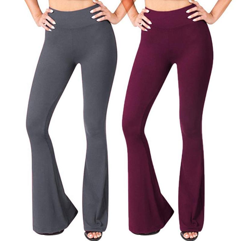 

Women Solid High Waisted Broad Legged Leggings Pants Ladies Elastic Pants Sports Gym Running fitness Leggings dropshipping #120, Blue