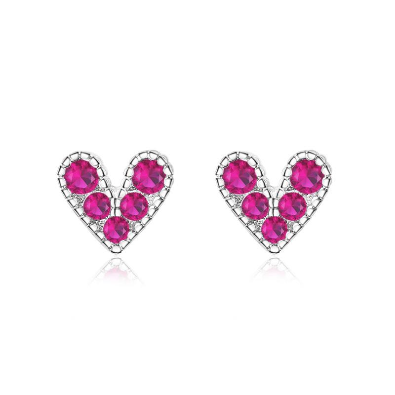 

Stud 925 Sterling Silver Color Zircon Heart-shaped Earrings Female European And American Personality Romantic Jewelry Holiday Gift