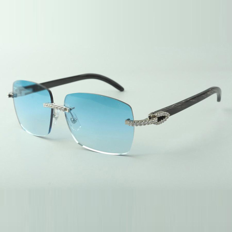 

Exquisite classic medium diamond sunglasses 3524025, natural black textured buffalo horn temples glasses, size: 18-140 mm