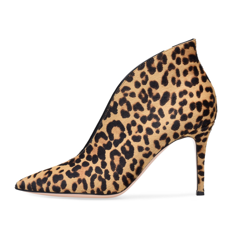

New 2020 From Foot Finger Pointed Sexy Ladies Winter Shaving Women Ankle Boots Leopard Plus Size TL-A0204 E1BE