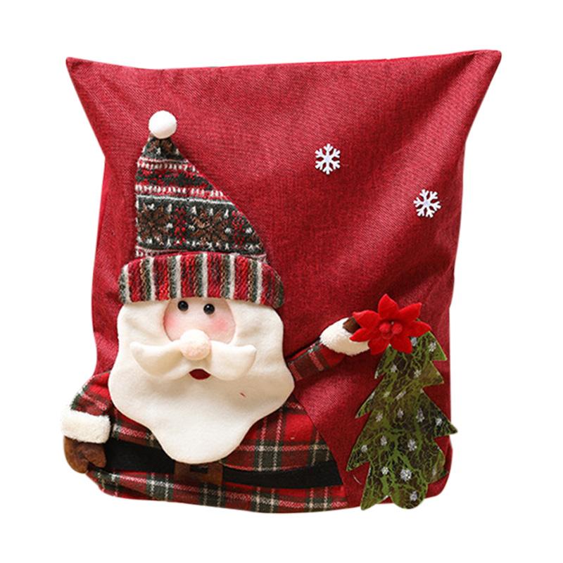 

3D Christmas Chair Cover Home Dining Room Decor Party Reindeer Santa Snowman HFing