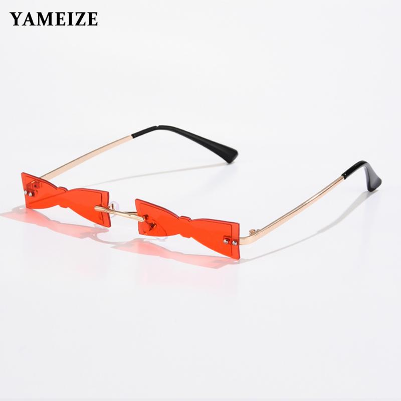 

YAMEIZE Christmas Party Glasses Elk Bowknot Candy Shaped Unique Rimless Sunglasses Punk Glasses Christmas Deco Dress Up Eyewear