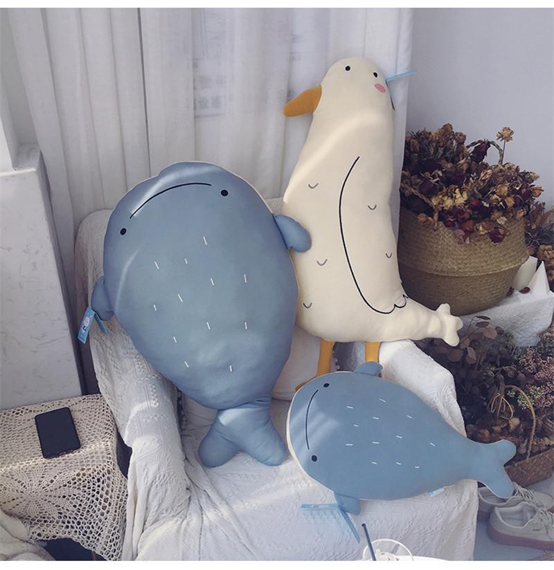 

Soft Cartoon Animals Stuffed Plush Pillow Toys Seabird Whale Bear Plush Pillow Soft Doll Birthday Christmas Gift