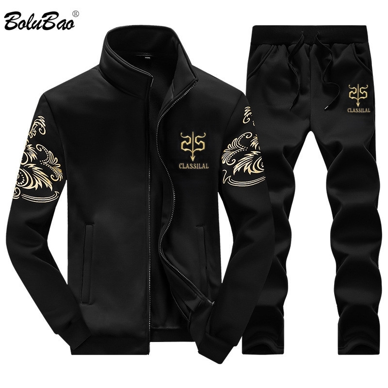 

BOLUBAO Brand New Men Set Fashion Autumn Sporting Suit Sweatshirt +Sweatpants 2 Pieces Mens Clothing Male Tracksuit Sets 201201, White