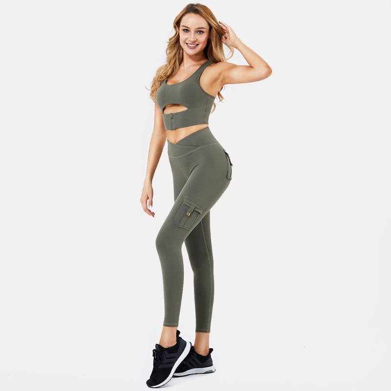 

2020 Yoga vest Leggings sport women fitness yoga pants plus size Two piece set women High elastic gym set 2 piece