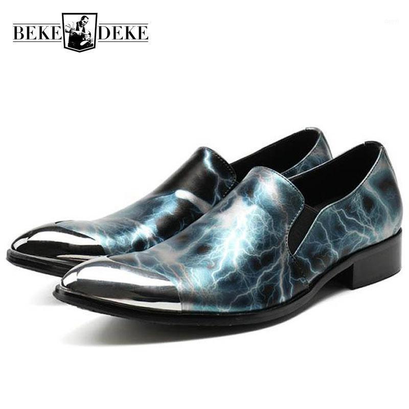 

Italian Designer Printed Shoes Men Metal Pointed Toe Male Wedding Dress Shoes 2020 New Plus Size Slip On Office Party Footwear1, Green